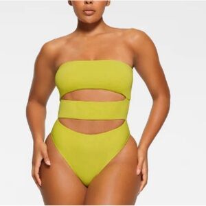 New SKIMS Recycled Swim Cut Out Strapless Monokini One Piece Citrus 4X